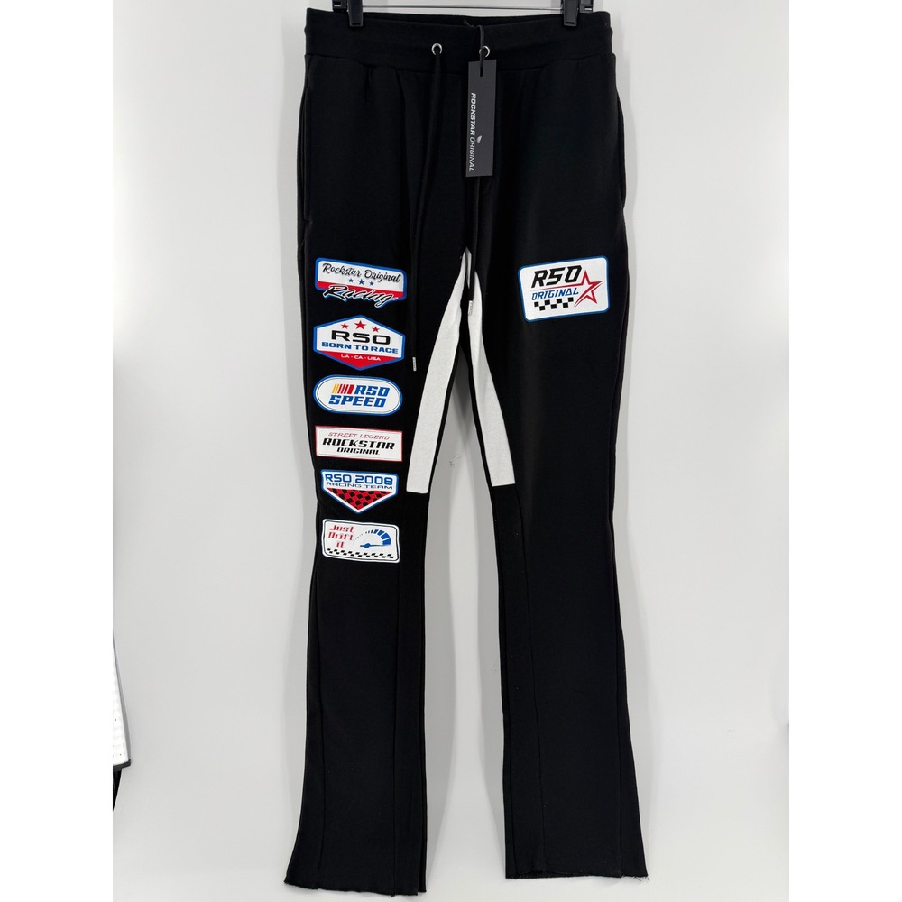 Rockstar Original Mens Racing Stacked Sweatpants Black XL RSM-TST-MFRTS-18445